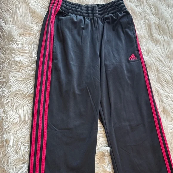 Adidas Black Pants with Pink performance 3 Stripes - Picture 5 of 5